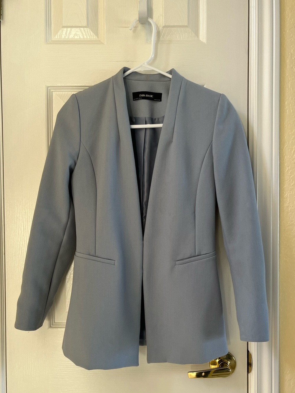 Zara Pale Blue Open-Front Blazer